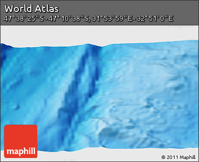 Physical 3D Map of the Area around 47° 24' 32" S, 32° 22' 30" E