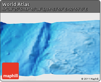 Physical 3D Map of the Area around 47° 24' 32" S, 32° 22' 30" E