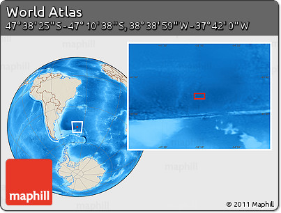 Shaded Relief Location Map of the Area around 47° 24' 32" S, 38° 10' 29" W