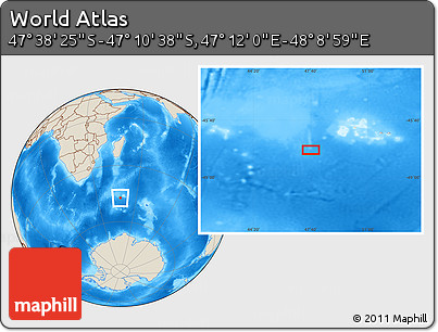Shaded Relief Location Map of the Area around 47° 24' 32" S, 47° 40' 29" E