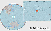 Gray Location Map of the area around 47° 24' 32" S, 48° 31' 29" E, hill shading