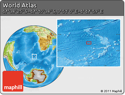 Physical Location Map of the Area around 47° 24' 32" S, 4° 19' 30" E