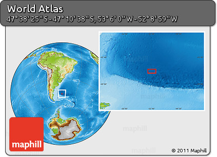 Physical Location Map of the Area around 47° 24' 32" S, 52° 37' 30" W