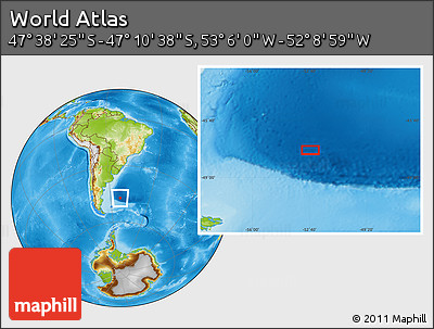 Physical Location Map of the Area around 47° 24' 32" S, 52° 37' 30" W