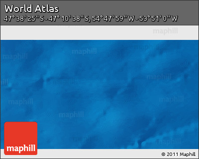 Physical 3D Map of the Area around 47° 24' 32" S, 54° 19' 30" W