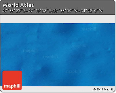 Physical 3D Map of the Area around 47° 24' 32" S, 55° 10' 29" W