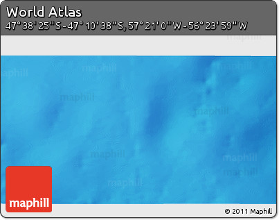 Physical 3D Map of the Area around 47° 24' 32" S, 56° 52' 30" W