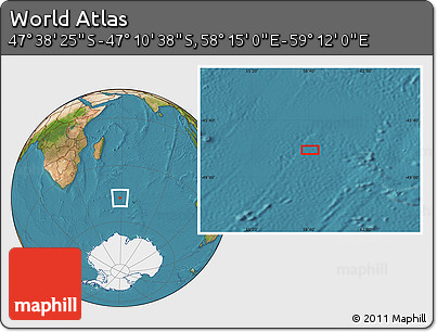 Satellite Location Map of the Area around 47° 24' 32" S, 58° 43' 30" E