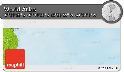 Physical Panoramic Map of the Area around 47° 24' 32" S, 65° 22' 30" W