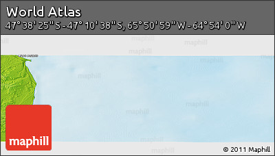 Physical Panoramic Map of the Area around 47° 24' 32" S, 65° 22' 30" W