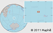 Gray Location Map of the area around 47° 24' 32" S, 66° 22' 30" E