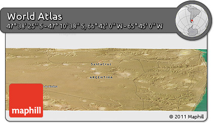 Satellite Panoramic Map of the Area around 47° 24' 32" S, 66° 13' 29" W