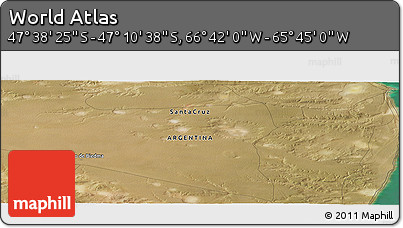 Satellite Panoramic Map of the Area around 47° 24' 32" S, 66° 13' 29" W