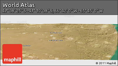 Satellite Panoramic Map of the Area around 47° 24' 32" S, 66° 13' 29" W