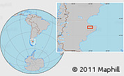 Gray Location Map of the area around 47° 24' 32" S, 67° 4' 29" W