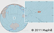 Gray Location Map of the area around 47° 24' 32" S, 75° 43' 29" E, hill shading