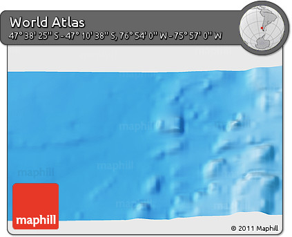 Physical 3D Map of the Area around 47° 24' 32" S, 76° 25' 30" W