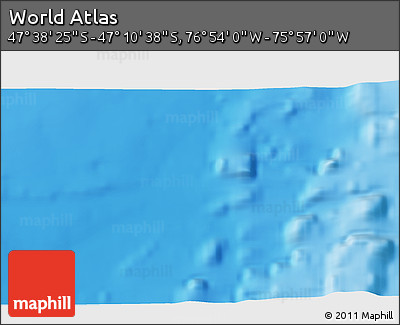 Physical 3D Map of the Area around 47° 24' 32" S, 76° 25' 30" W