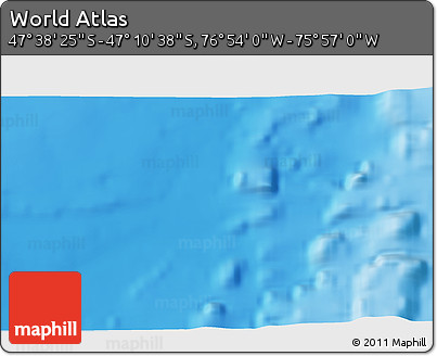 Physical 3D Map of the Area around 47° 24' 32" S, 76° 25' 30" W