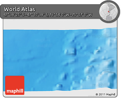 Shaded Relief 3D Map of the Area around 47° 24' 32" S, 76° 25' 30" W