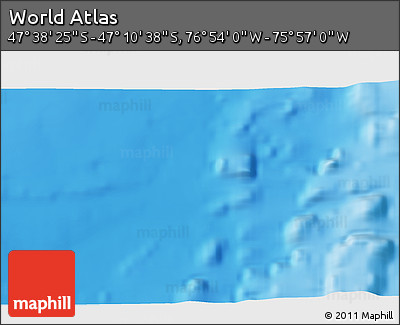 Shaded Relief 3D Map of the Area around 47° 24' 32" S, 76° 25' 30" W