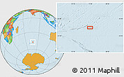 Political Location Map of the area around 47° 24' 32" S, 77° 25' 30" E