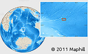 Shaded Relief Location Map of the area around 47° 24' 32" S, 77° 25' 30" E