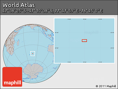 Gray Location Map of the Area around 47° 24' 32" S, 78° 16' 30" E
