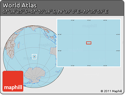Gray Location Map of the Area around 47° 24' 32" S, 79° 7' 30" E