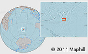 Gray Location Map of the area around 47° 24' 32" S, 79° 7' 30" E, hill shading