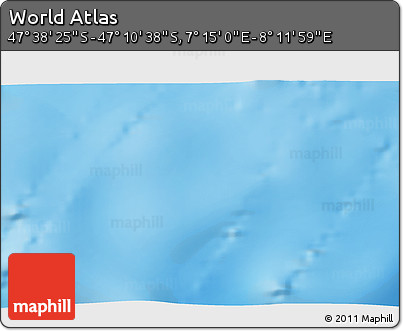 Physical 3D Map of the Area around 47° 24' 32" S, 7° 43' 29" E