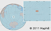 Gray Location Map of the area around 47° 24' 32" S, 82° 31' 30" E, hill shading