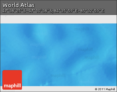 Shaded Relief 3D Map of the Area around 47° 24' 32" S, 85° 4' 29" E