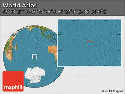Satellite Location Map of the Area around 47° 24' 32" S, 85° 55' 30" E
