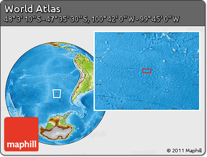 Physical Location Map of the Area around 47° 49' 20" S, 100° 13' 29" W