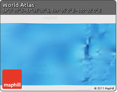 Physical 3D Map of the Area around 47° 49' 20" S, 109° 43' 29" E