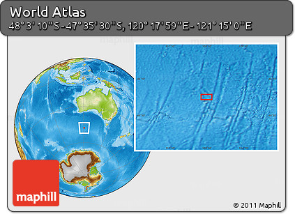 Physical Location Map of the Area around 47° 49' 20" S, 120° 46' 30" E