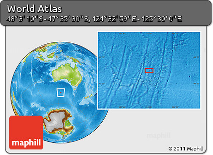 Physical Location Map of the Area around 47° 49' 20" S, 125° 1' 30" E