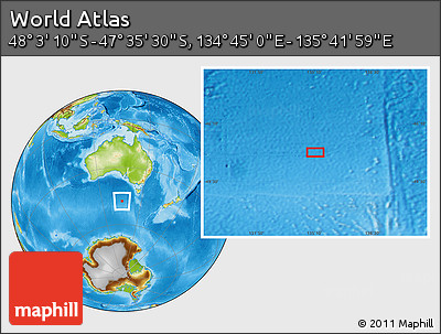 Physical Location Map of the Area around 47° 49' 20" S, 135° 13' 29" E
