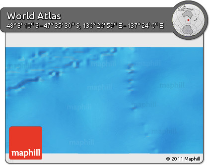 Physical 3D Map of the Area around 47° 49' 20" S, 136° 55' 30" E