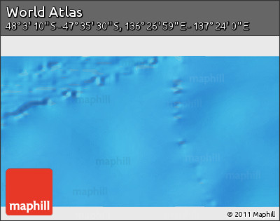 Physical 3D Map of the Area around 47° 49' 20" S, 136° 55' 30" E