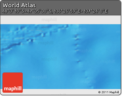 Physical 3D Map of the Area around 47° 49' 20" S, 136° 55' 30" E