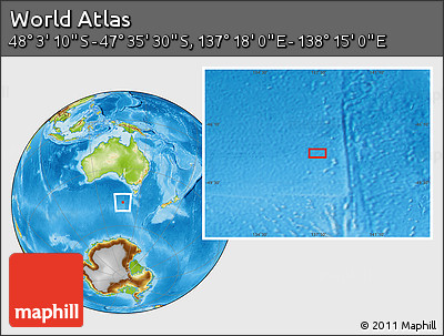 Physical Location Map of the Area around 47° 49' 20" S, 137° 46' 30" E