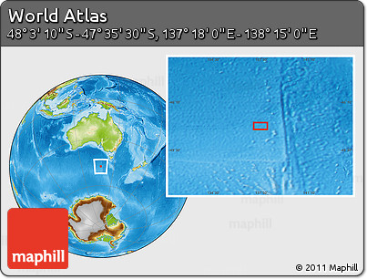 Physical Location Map of the Area around 47° 49' 20" S, 137° 46' 30" E