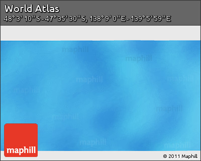Physical 3D Map of the Area around 47° 49' 20" S, 138° 37' 30" E