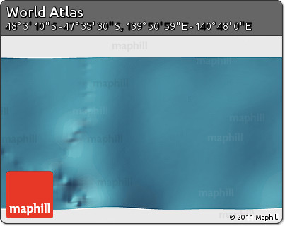 Satellite 3D Map of the Area around 47° 49' 20" S, 140° 19' 29" E