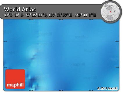 Physical Map of the Area around 47° 49' 20" S, 140° 19' 29" E