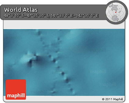 Satellite 3D Map of the Area around 47° 49' 20" S, 142° 1' 30" E