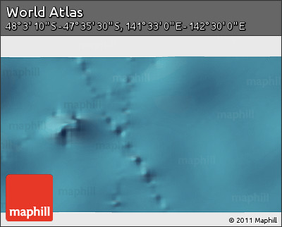 Satellite 3D Map of the Area around 47° 49' 20" S, 142° 1' 30" E