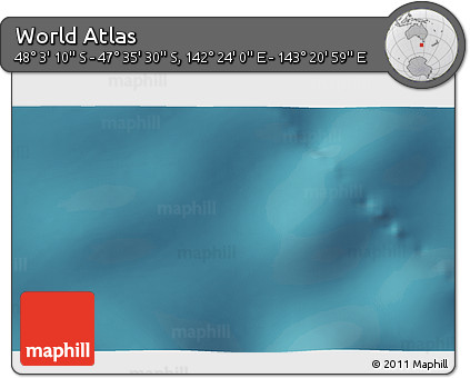 Satellite 3D Map of the Area around 47° 49' 20" S, 142° 52' 30" E